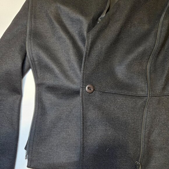 Classiques Entier Black Wool-Blend SZ S Asymmetrical Zip Blazer Jacket - Picture 6 of 7